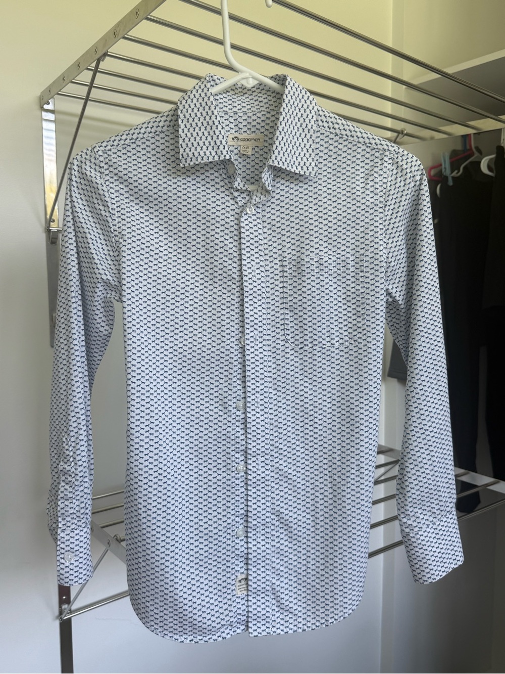 Appaman White Shirt with Navy Horse Pattern